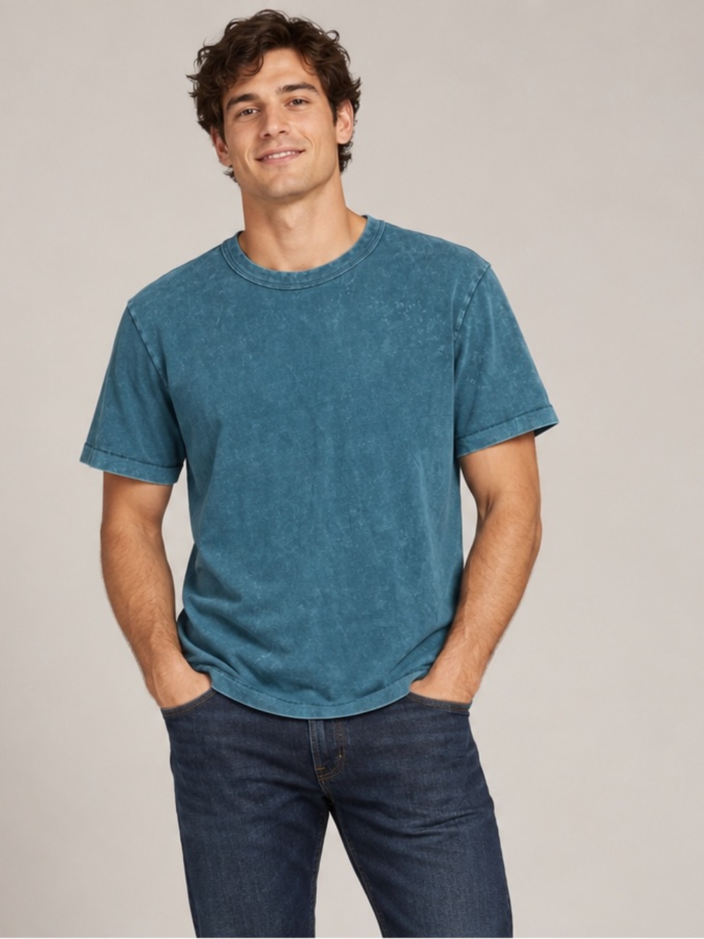 NWT American Eagle Men’s Medium Teal Mineral Wash Crewneck T-Shirt